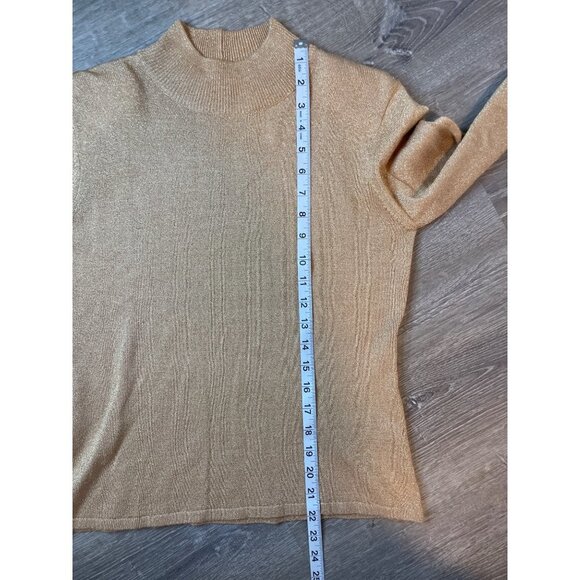 Jeanne Pierre Metallic Gold Mock Neck Long Sleeve Sweater Sz SP - Picture 8 of 9